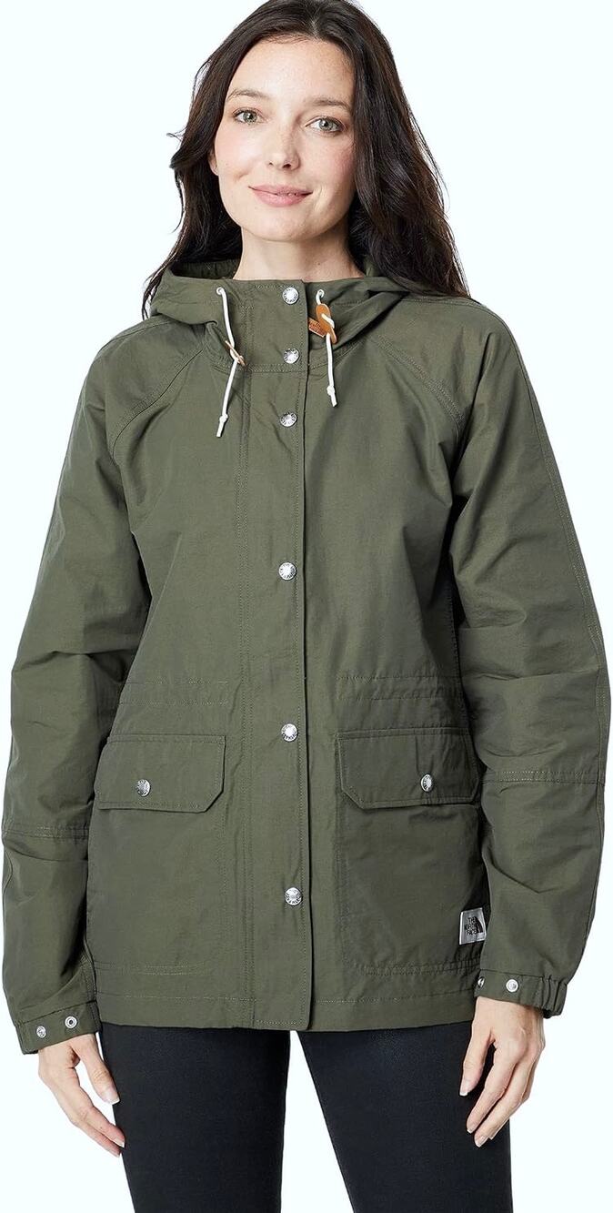 North Face Rainsford Jacket S New Taupe Green Hooded Snap Zip Cotton Nylon Women